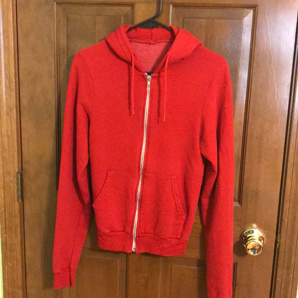 American Apparel Classic Zip-Up Hoodie Red Terry